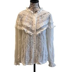 Sexy White Boho Lace Blouse | Sample | Large | NWOT‎ #0143